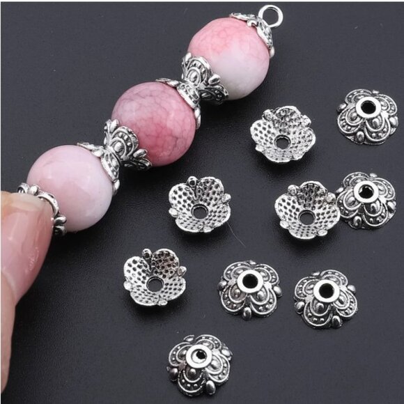 Dotted Flower Holder Flower Holder Bead Cap Zinc Alloy Spacer 20pcs - Picture 3 of 4
